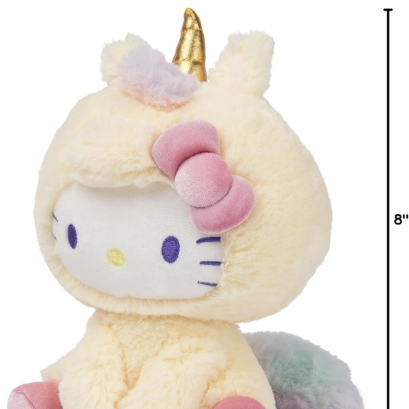 Pink yellow white Hello Kitty plushie with pink plastic beaded charm bracelet - Picture 6 of 6